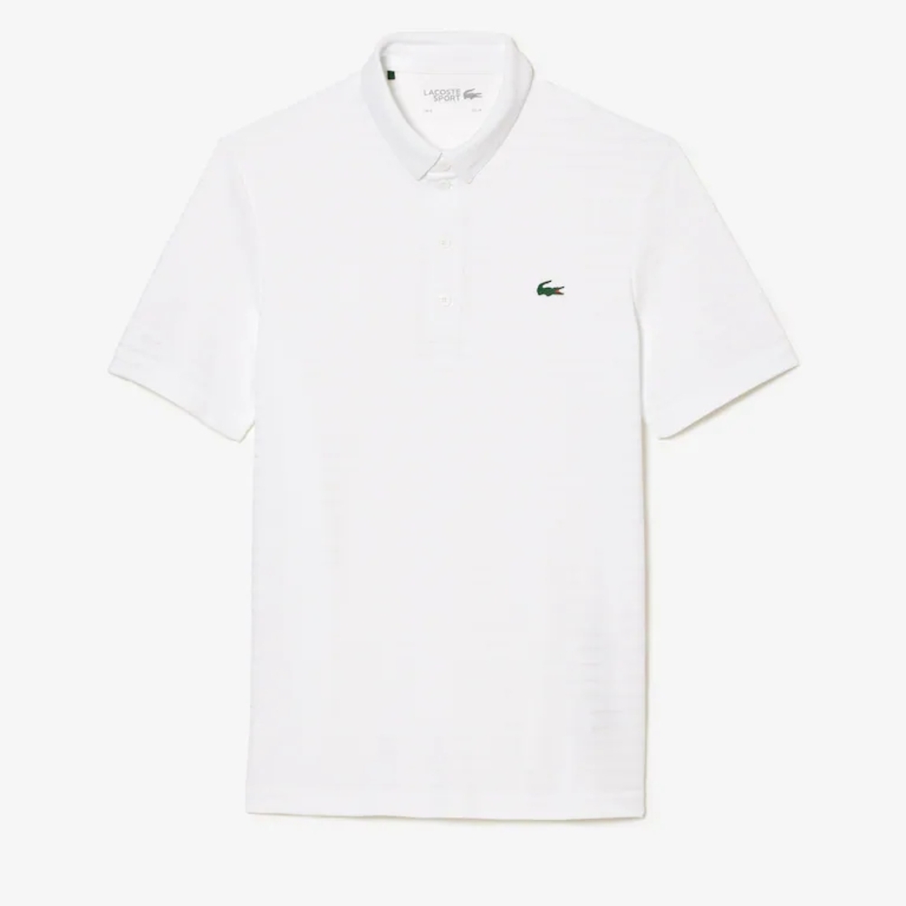 Lacoste Men's White Jacquard Polo Shirt Small